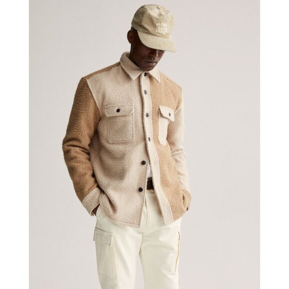 Aime Leon Dore Men's Boiled Wool Overshirt in Tan Combo - Picture 3 of 5